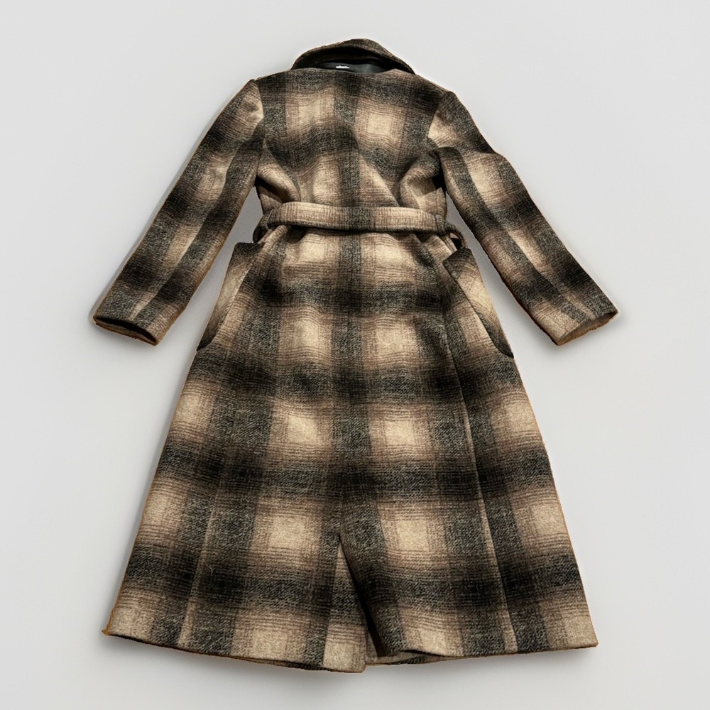 Pendleton Aurora Plaid Wool Blend Trench Coat S Belted Double Breasted Western - Picture 3 of 5